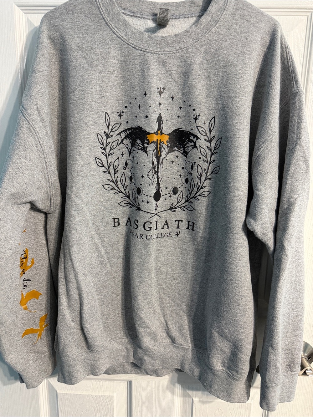 Gray Graphic Crewneck Sweater Basgiath War College